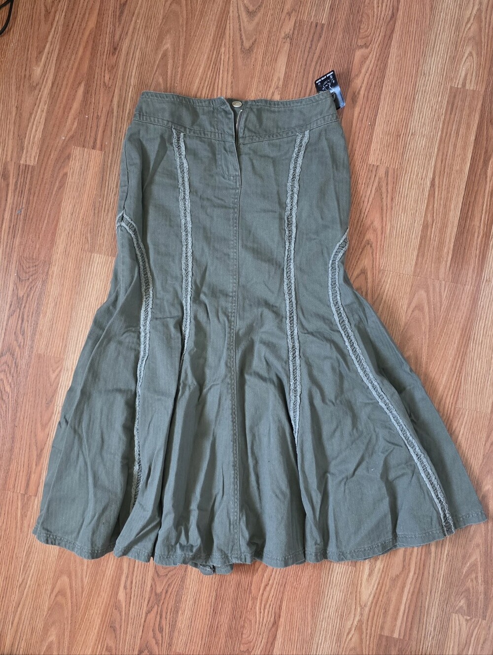 Olive Panelled Flared Skirt